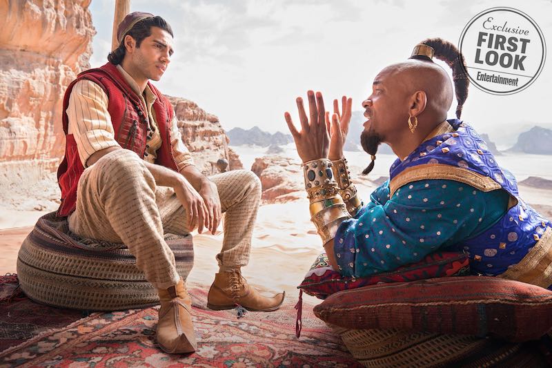 Mena Massoud as the street rat with a heart of gold, Aladdin, and Will Smith as the larger-than-life Genie in Disney’s ALADDIN, directed by Guy Ritchie.