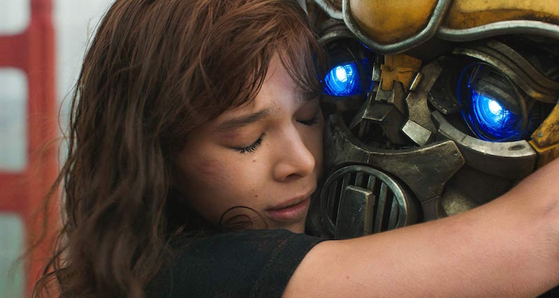 Hailee Steinfeld and Bumblebee in Bumblebee. Photo Credit: Paramount Pictures - © 2018 Paramount Pictures. All Rights Reserved. HASBRO, TRANSFORMERS, and all related characters are trademarks of Hasbro.