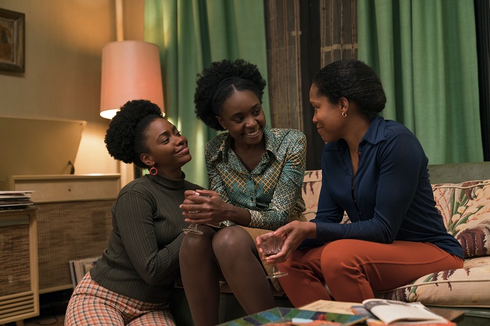 Teyonah Parris as Ernestine, KiKi Layne as Tish, and Regina King as Sharon star in Barry Jenkins’ IF BEALE STREET COULD TALK, an Annapurna Pictures release. Photo: Tatum Mangus / Annapurna Pictures.