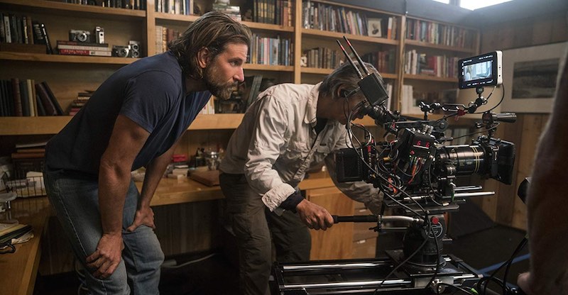 Director Bradley Cooper and P. Scott Sakamoto on set of A Star Is Born (2018)