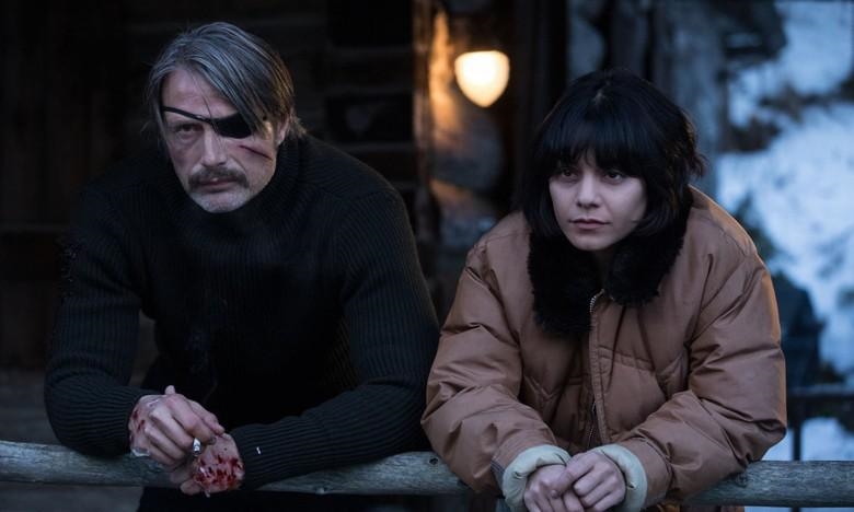 Mads Mikkelsen and Vanessa Hudgens in Polar (2019). Netflix.