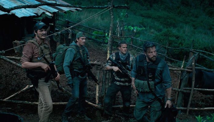 Ben Affleck, Pedro Pascal, Charlie Hunnam, and Garrett Hedlund in Triple Frontier (2019)