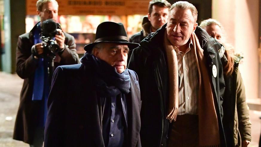 Robert De Niro and Martin Scorsese on set of The Irishman (2019)