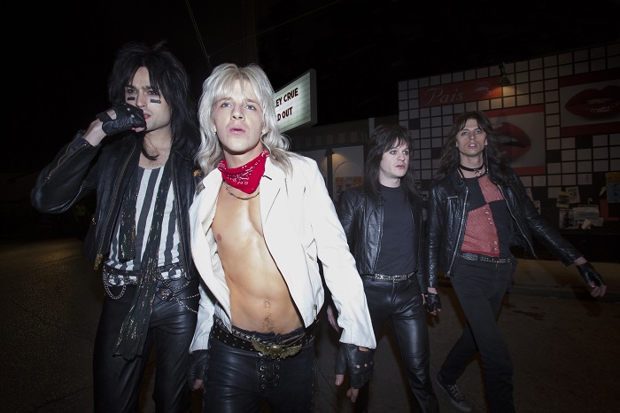 Douglas Booth, Daniel Webber, Iwan Rheon, and Colson Baker in The Dirt, photo by Jake Giles Netter courtesy Netlfix.