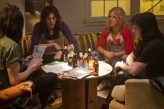 Douglas Booth, Colson Baker, Daniel Webber, and Iwan Rheon in The Dirt, photo by Jake Giles Netter courtesy Netlfix.