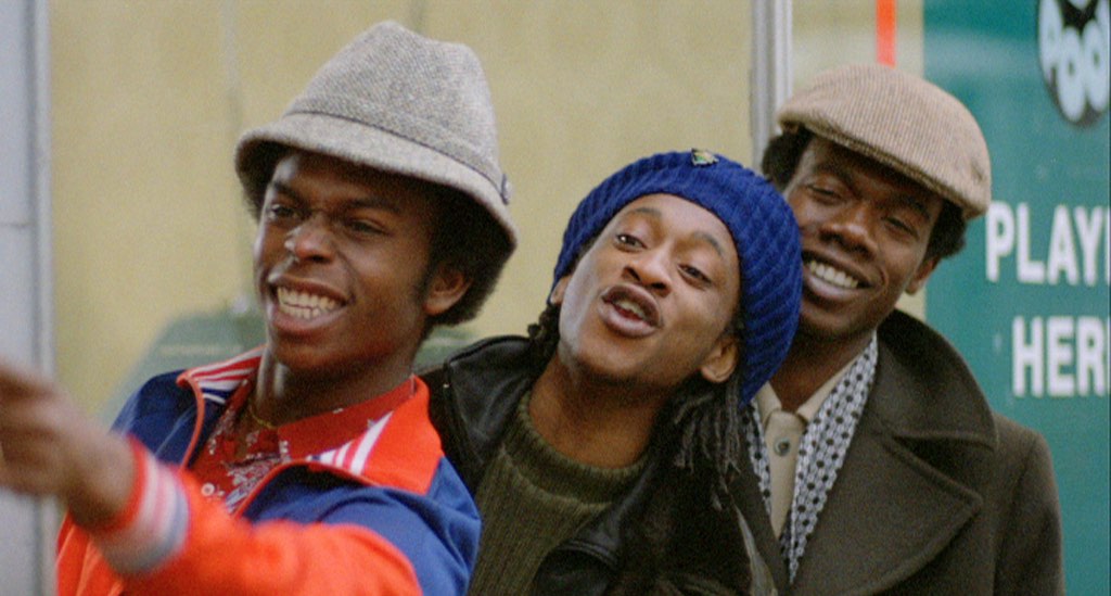 Victor Romero Evans as Lover, Brinsley Forde as Blue, and David N. Haynes as Errol in Franco Rosso’s ​Babylon.