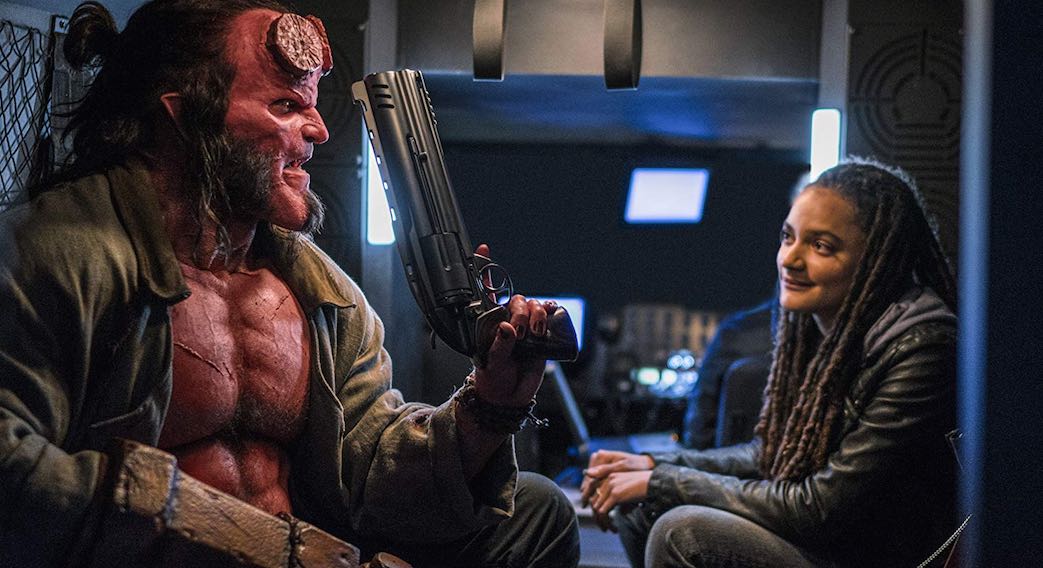 David Harbour and Sasha Lane in Hellboy (2019)