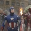 Robert Downey Jr., Chris Evans, Scarlett Johansson, Jeremy Renner, Mark Ruffalo, and Chris Hemsworth in The Avengers (2012)