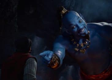 Aladdin (Mena Massoud) meets the larger-than-life blue Genie (Will Smith) in Disney’s live-action adaptation ALADDIN, directed by Guy Ritchie